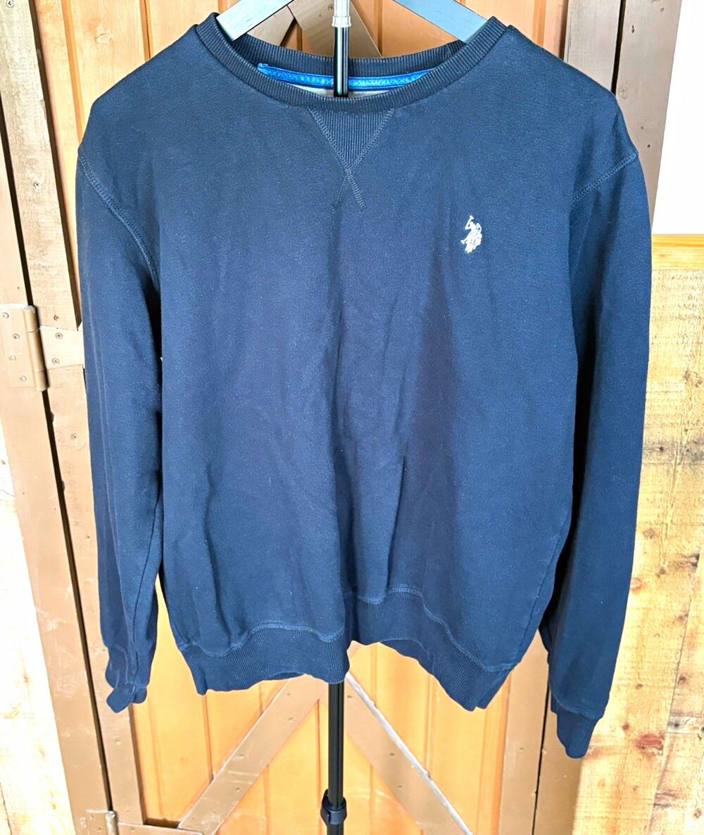 U.S. Polo Assn. Men's Black Crewneck Fleece Logo Sweatshirt Size L